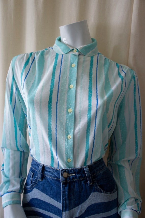 70s 80s vintage | Eterna | see-through blouse | s… - image 2