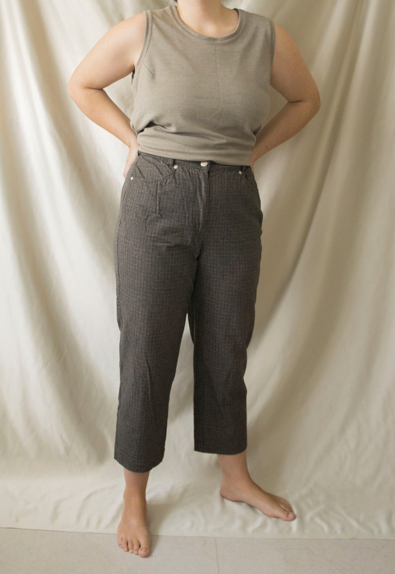 Vintage 90/'s Toni Dress Sportiv Pants Size Small DE 38 Brown Navy Petite Trousers w Pockets