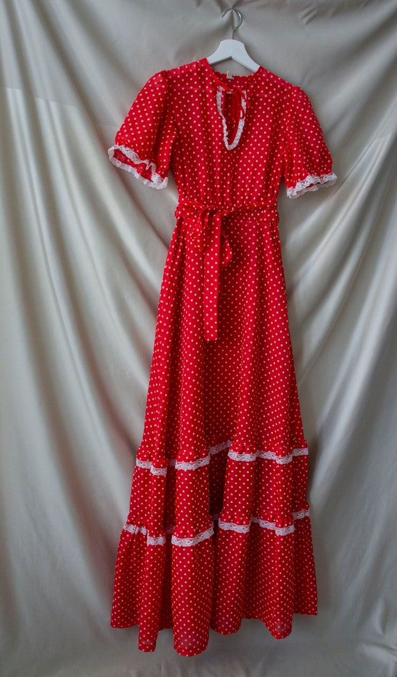 70s vintage | polka dot maxi dress | size extra s… - image 7