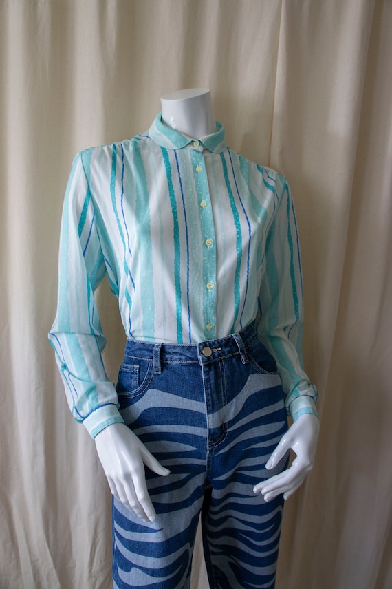 70s 80s vintage | Eterna | see-through blouse | s… - image 1