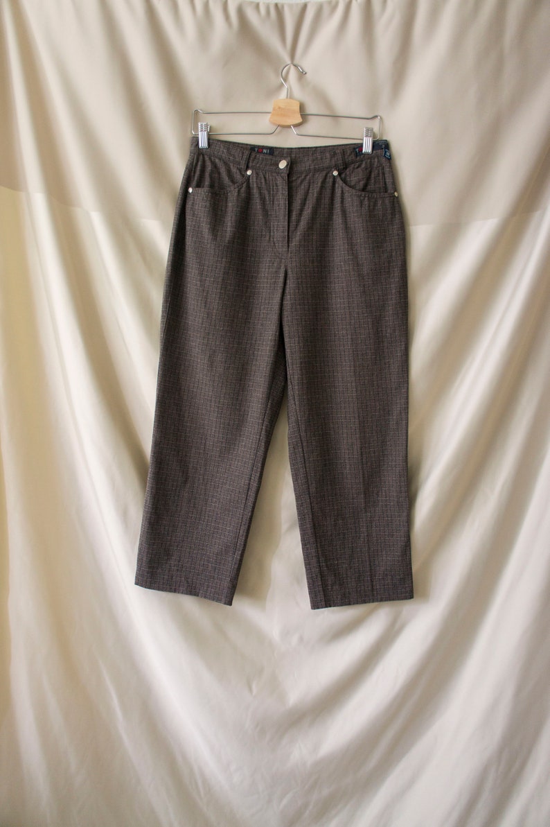 Vintage 90/'s Toni Dress Sportiv Pants Size Small DE 38 Brown Navy Petite Trousers w Pockets