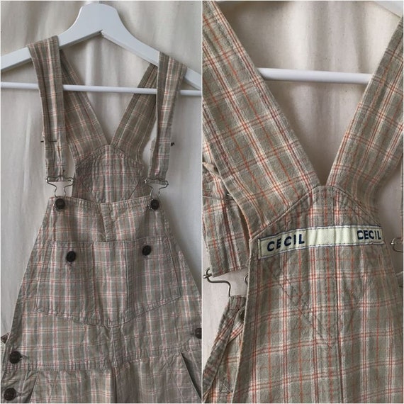 90s vintage | Cecil | plaid denim dungarees | siz… - image 7