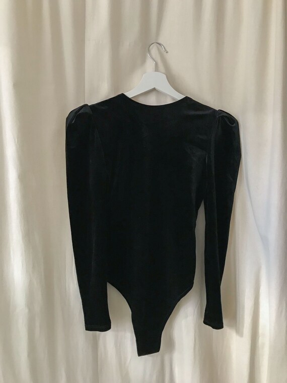 vintage bodysuit | black velvet long sleeve body | size small | Made in Italy | elegant & sexy | holidays new years eve party View 5