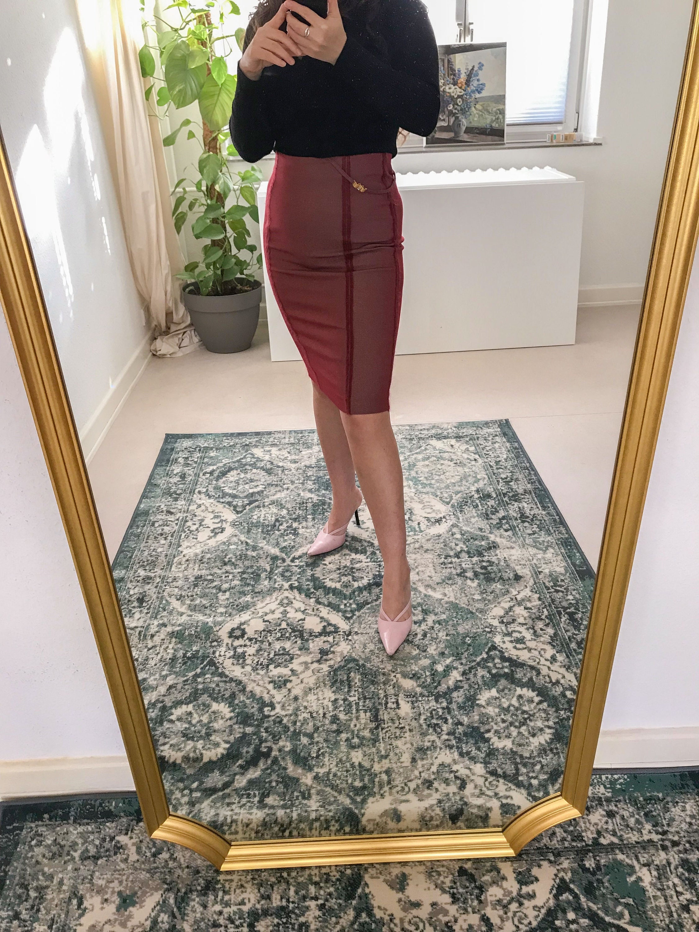 Jupe Roberto Cavalli Class Pour Femme Taille 44 (IT) / 10 - Noir, Style Brûlé à La Torche, Vintage, Occasion Très Bon état