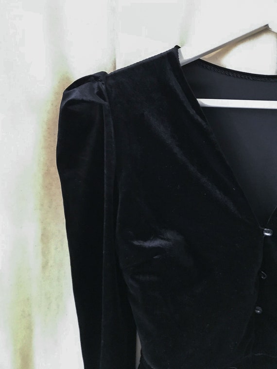 vintage bodysuit | black velvet long sleeve body | size small | Made in Italy | elegant & sexy | holidays new years eve party View 6