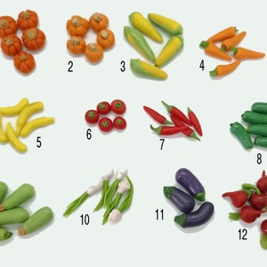 Miniature vegetables. Tiny vegetables for farmer market. Miniature vegetables for dollhouse.