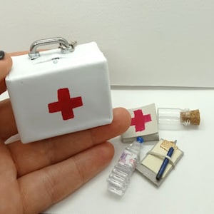Medical suitcase first aid kit for Blythe. Miniature suitcase for dolls doctor.