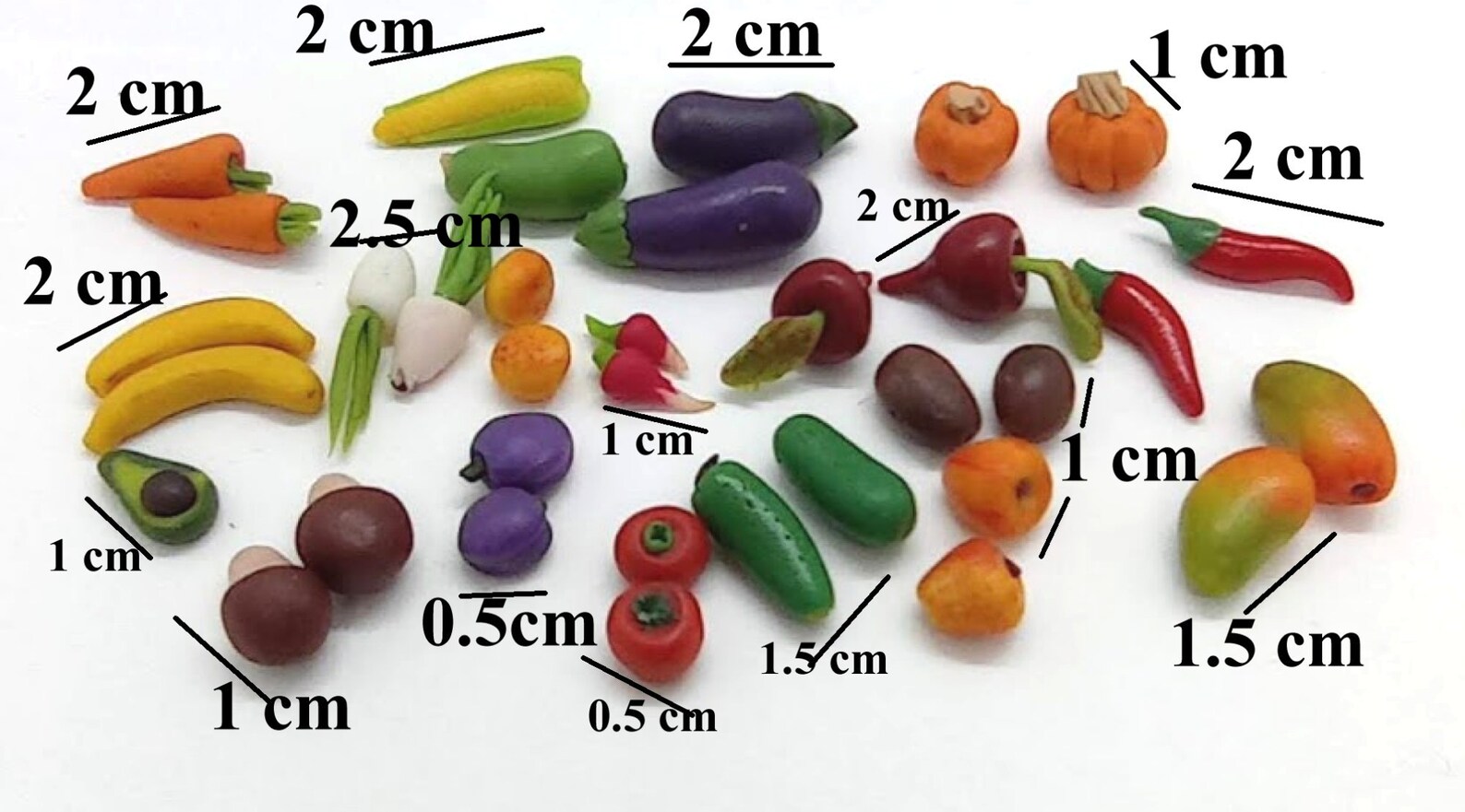 Miniature Vegetables and Fruits Set of 30 Pcs in the Box for Etsy