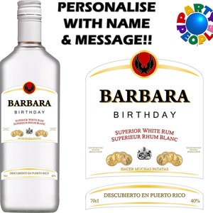 Personalised White Rum Bottle Label - Any Name and Message - Perfect Rum Lovers Gift