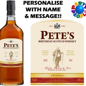 Personalised Scotch Whisky Bottle Label - Any Name and Message - Perfect Scotch Lovers Gift