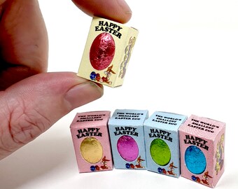 World's Smallest Easter Eggs - Tiny Miniature Solid Chocolate Easter Eggs with flat packed boxes to assemble at home - Fun Novelty Gift