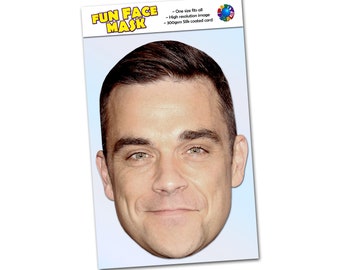 Robbie Williams - Celebrity Face Mask - Ready to Wear - High Quality Card Masks - Ideal for Stag Parties, Hen Do's, Birthdays