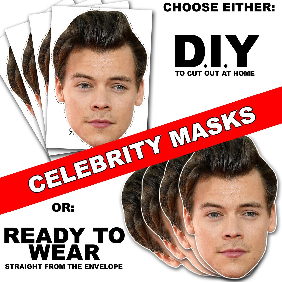 Harry Styles Celebrity Face Mask DIY or Ready to Wear Etsy
