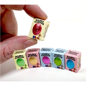 World's Smallest Easter Eggs - Tiny Miniature Solid Chocolate Easter Eggs with flat packed boxes to assemble at home - Fun Novelty Gift