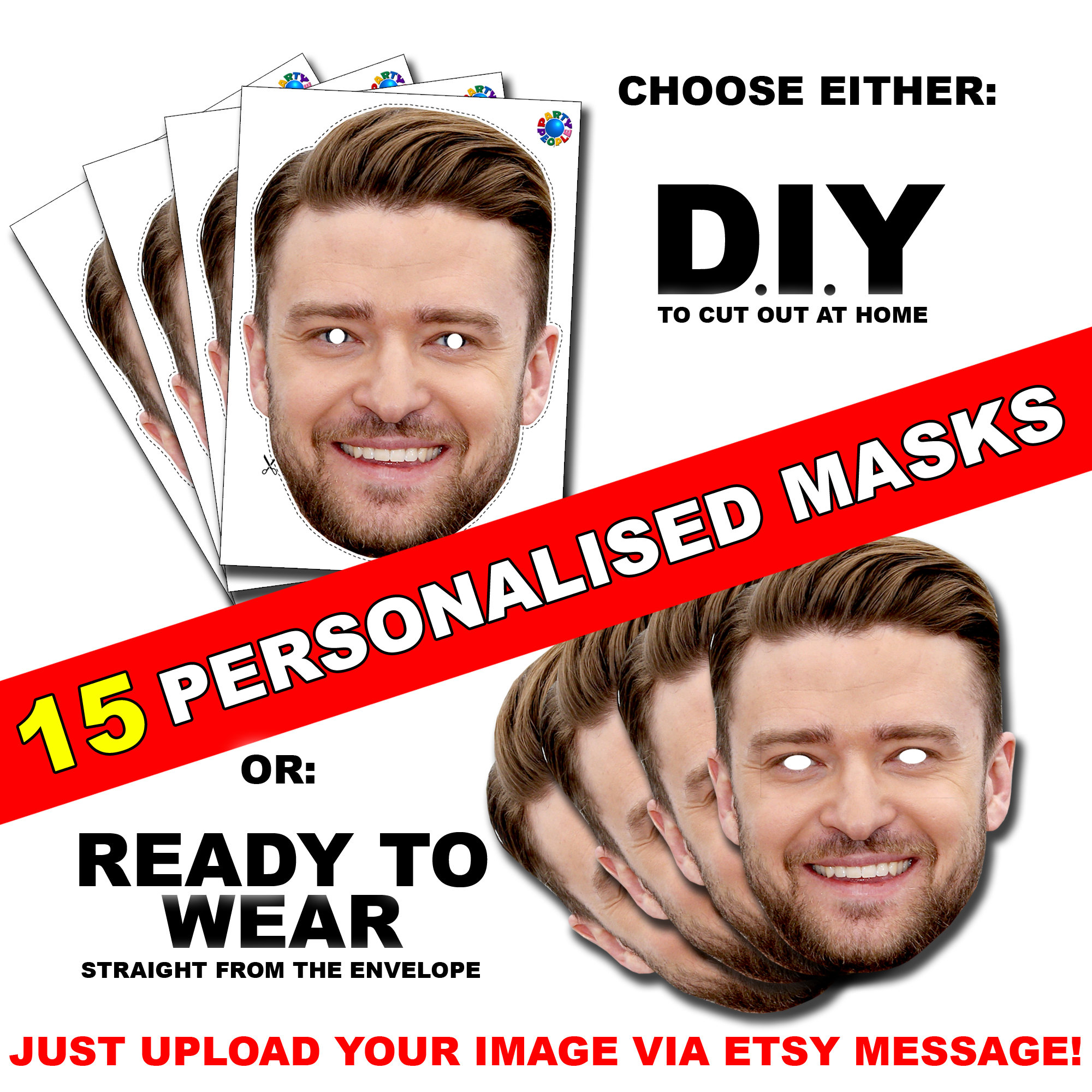 15 X Personalised Photo Face Mask Kits D.I.Y. or Ready To Wear Etsy
