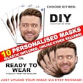 10 X Personalised Photo Face Mask Kits D.I.Y. or Ready To Wear For Stag & Hen Night And Birthday Party - custom novelty - fancy dress