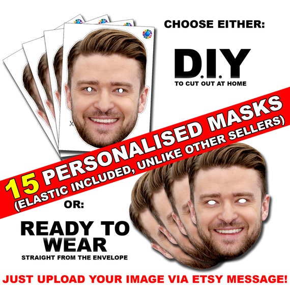 15 Personalised Photo Face Mask Kits Stag Hen Night Party Accessories Birthday