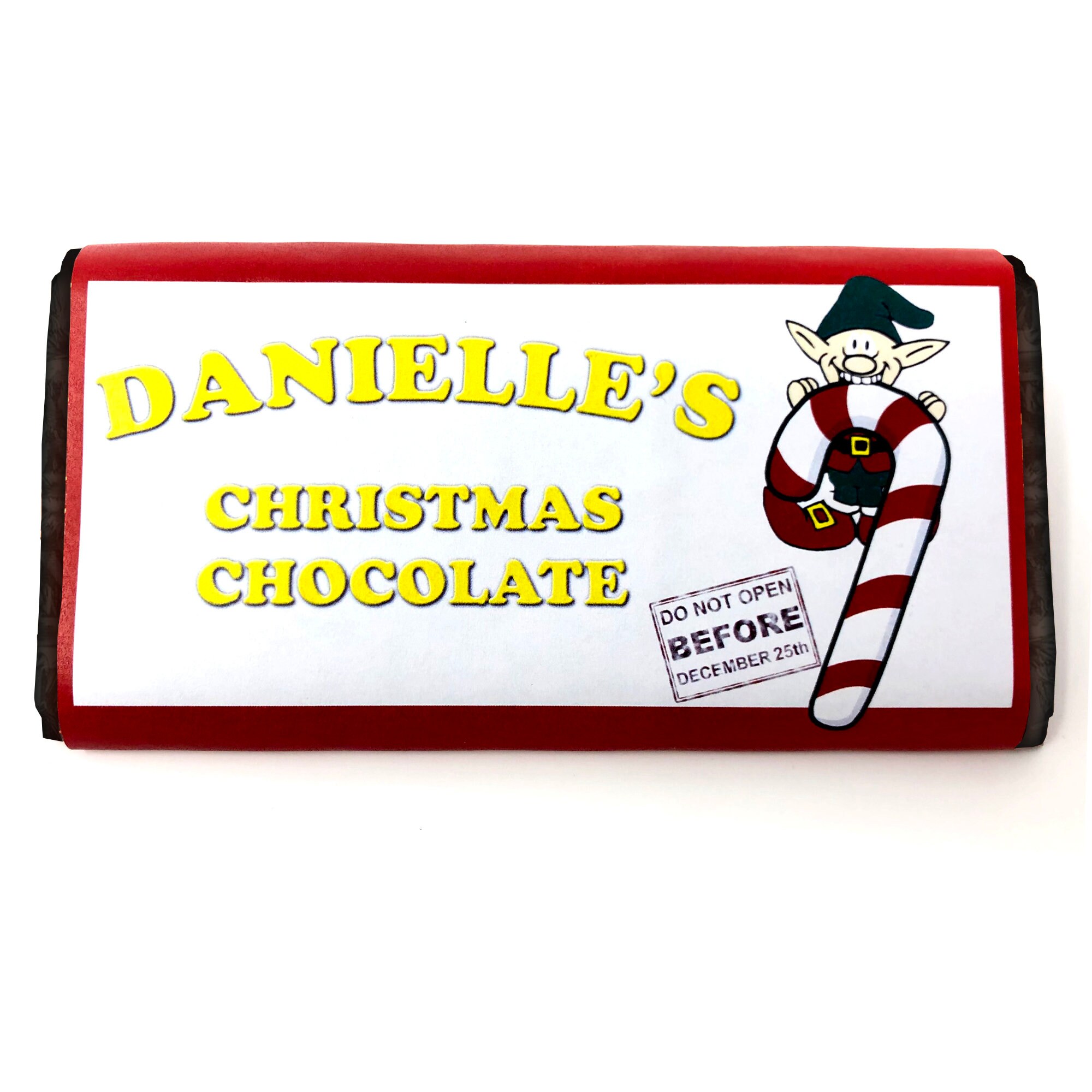personalised name Novelty Chocolate Bar Wrapper christmas word requests 