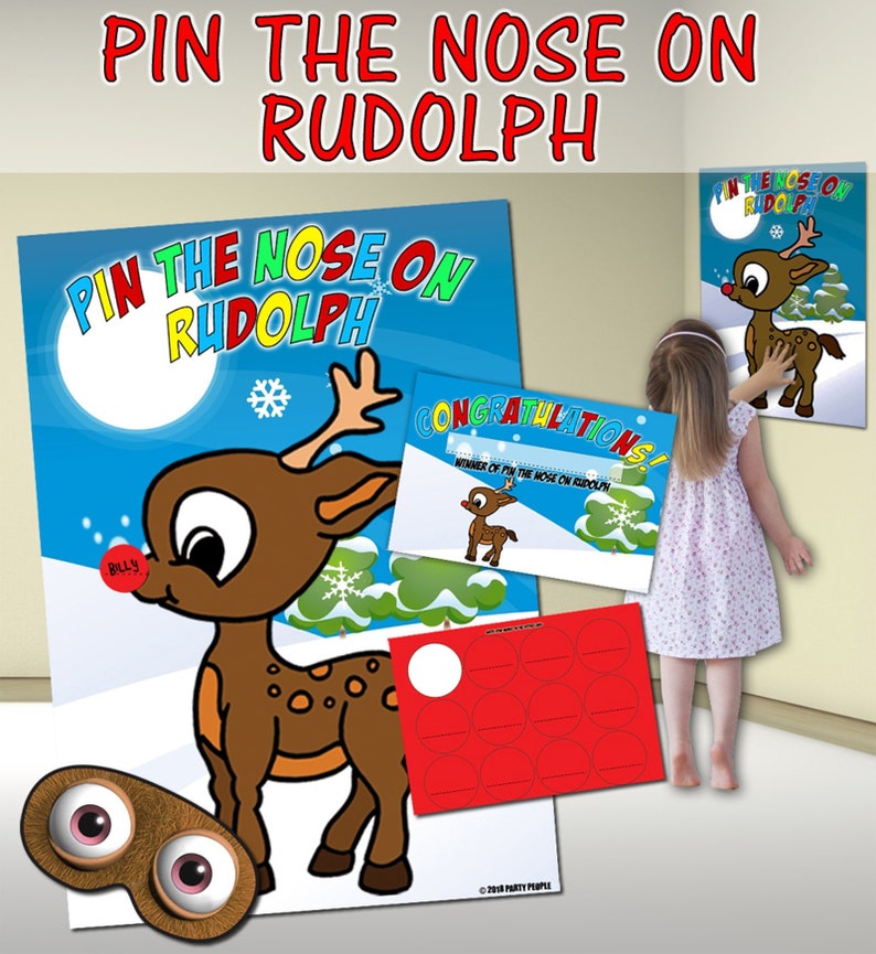 Pin the Nose on Rudolph Game Ideal for Christmas Boxes Fun - Etsy