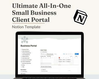 Client Dashboard Notion Template Small Business Owner Portal, Finance Template, Project Management, Client Onboarding & Task Planner Tracker