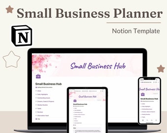 Small business Notion Template Business Planner 2022. Task management and Notion Project template planner to help you get things done