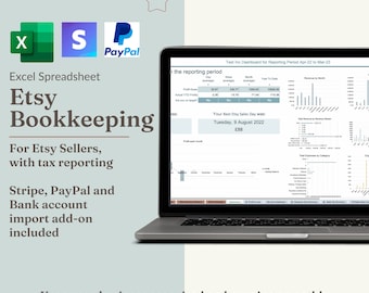 US Etsy Seller small business sales tracker and bookeeping spreadsheet. Automated Profit, Income And Expense Trackers. Excel, Google Sheets