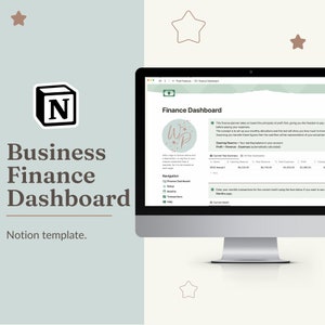 Business Finance dashboard and budget tracker Notion template, for a small business with revenue, expense and profit tracking + profit first