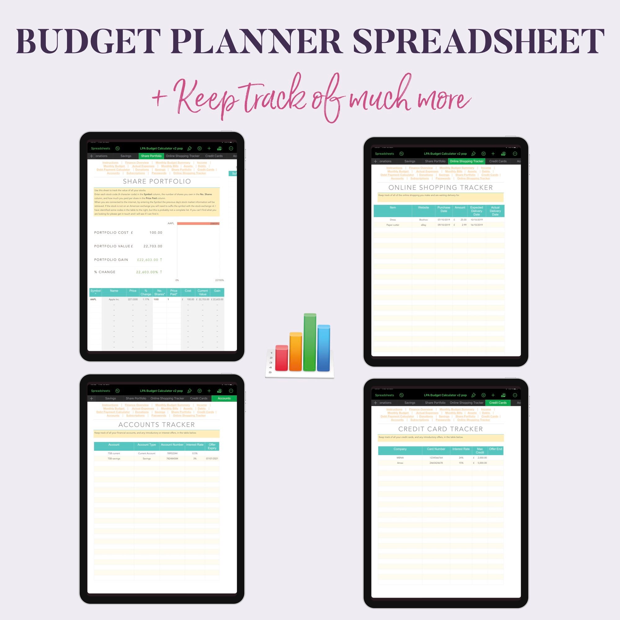 Numbers Budget Planner Spreadsheet for Ipad or Mac. Personal Etsy