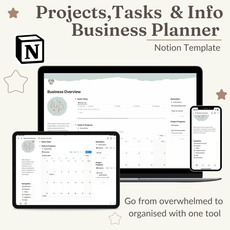 Notion Business Planner 2023. Notion Template for a Small Etsy