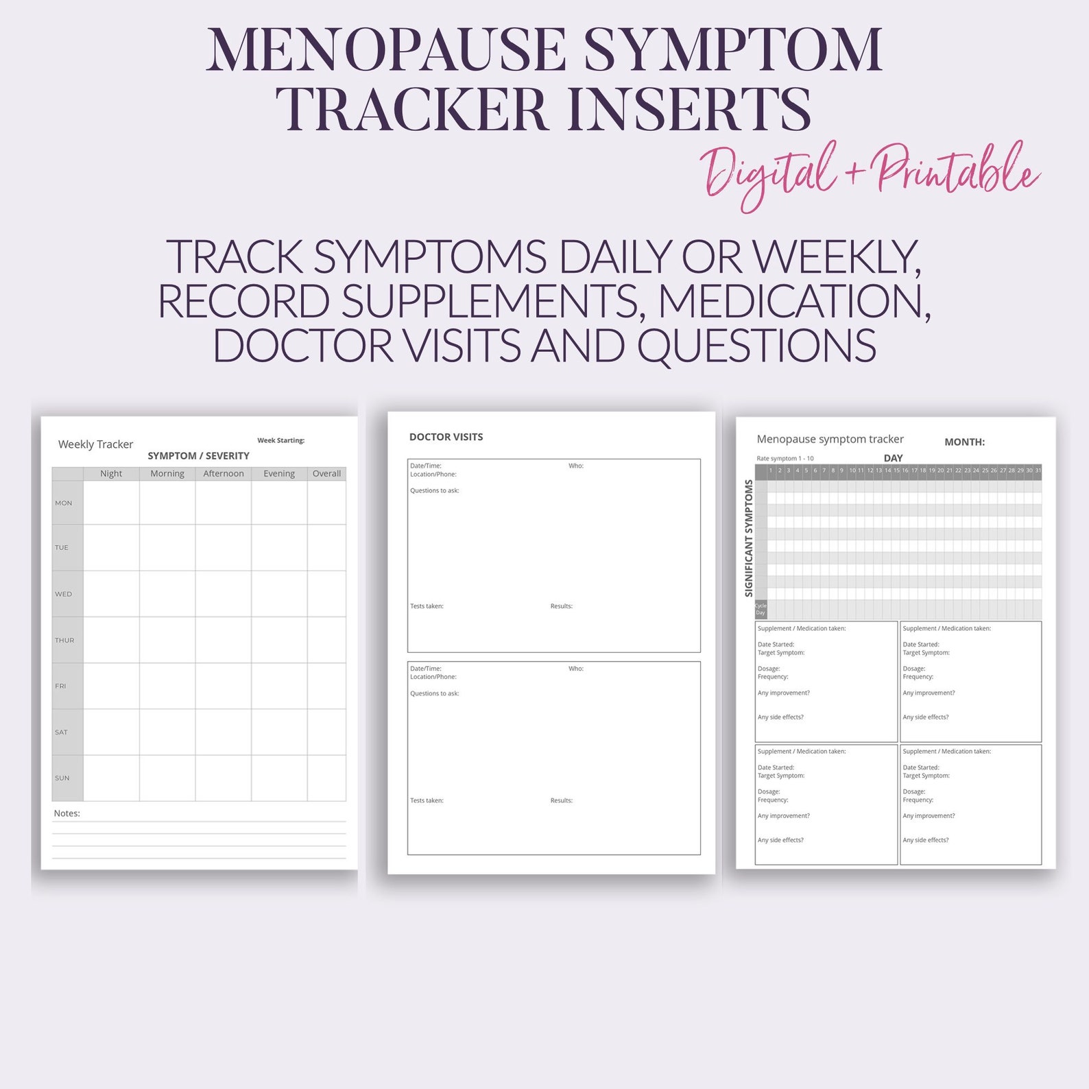 Perimenopause Menopause Journal Symptom Tracker & Manager. Etsy UK