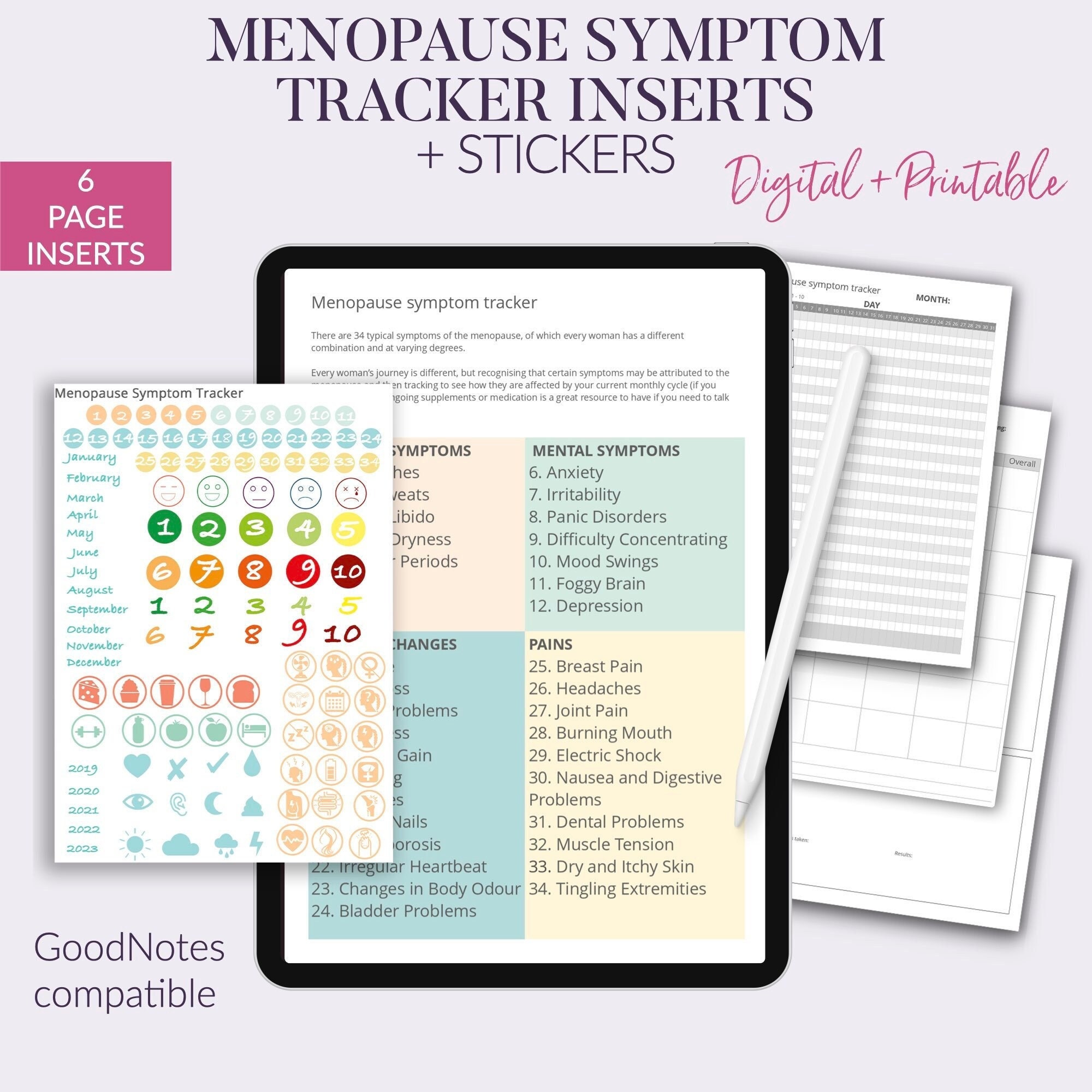 Menopause Symptom Tracker Use In A Digital Notebook Or As A Etsy Uk