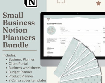 Notion small business planner template bundle for branding, marketing, goal setting, business planning, product development and social media