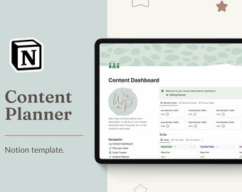 Content planner Notion template. Blog post planner & social media planner and tracker for content creators with consistency and goal tracker