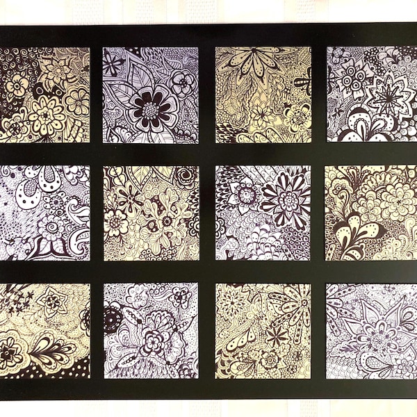 Flowering Beauty - Hand Drawn Doodles on Metal | Art | Hanging PIcture AOM2