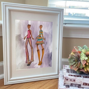 African American 2 Chic Women Art Print  | Unframed