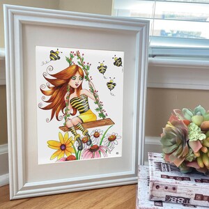Bee Girl Art Print | Unframed