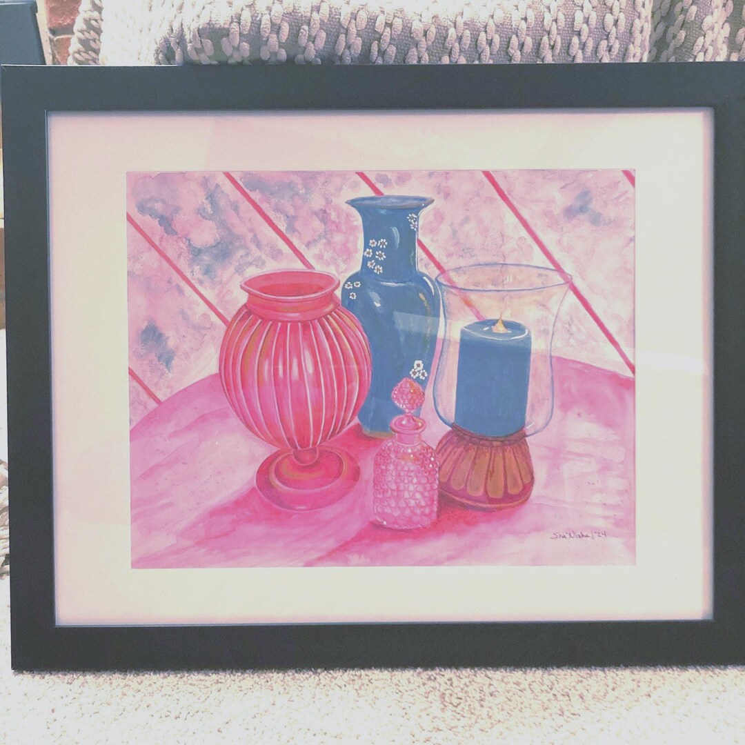 Vases Original Art With Mat | Watercolor Painting - Etsy