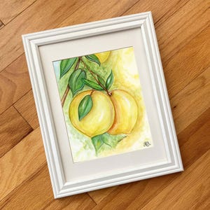 Pintura de acuarela original de limón a limón de 9 x 12 pulgadas