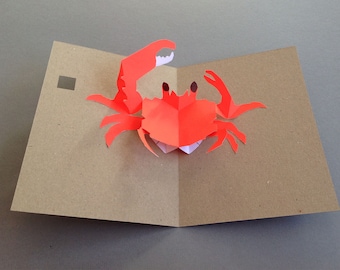 Bright red crab pop-up card