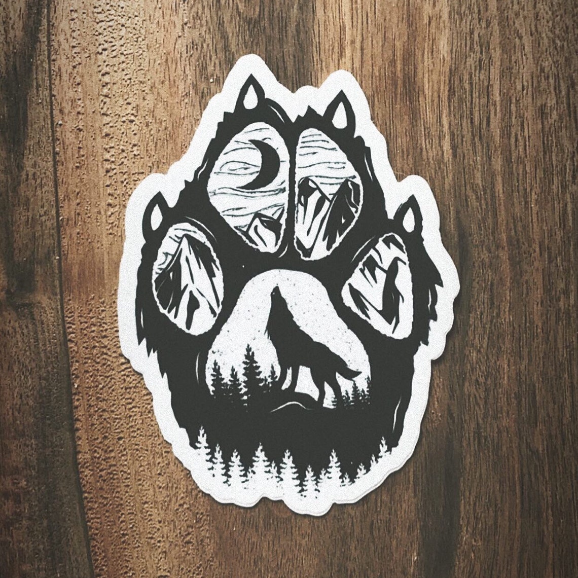 Wolf Paw Vinyl Decal Sticker Howling at the Moon Wolf Dog Etsy