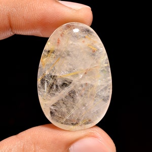 Excellent Top Grade Quality 100% Natural Golden Rutile Quartz Egg Shape Cabochon Loose Gemstone For Making Jewelry 39 Ct 32X22X6 mm SA-3531