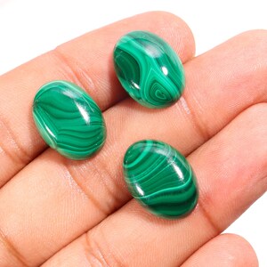 Incredible Top Quality Natural Malachite 3 Pieces Lot Oval Shape Cabochon Loose Gemstone For Making Jewelry 46 Ct 18X13X5-18X13X6 MM SA-4753