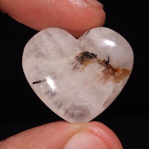 Unique Top Quality Natural Black Rutile Quartz Heart Shape Cabochon Rutile  Loose Gemstone For Making Jewelry 42.00 Ct 23X26X10 MM SO-930