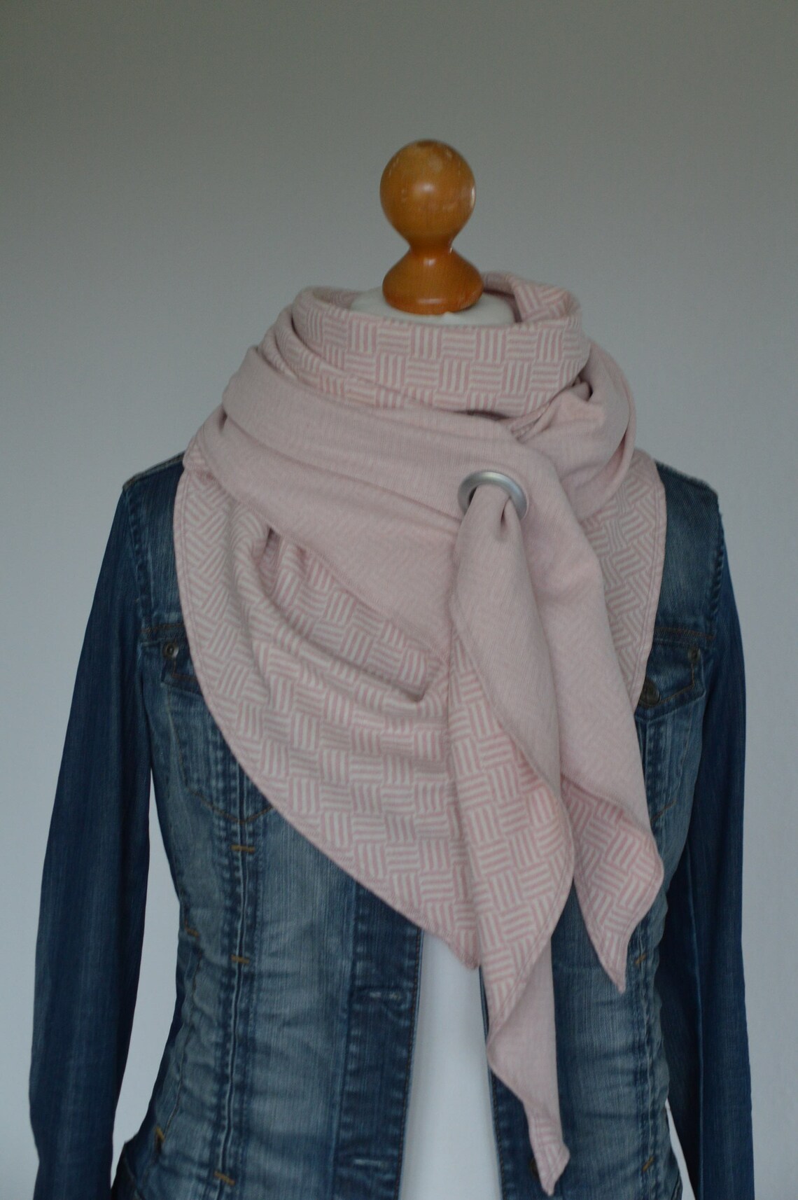 Dreieckstuch mit Öse in Rosa mit gestreiften Kästchen | Etsy