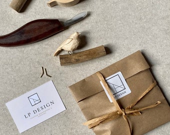 Beginner Wood Carving Whittling Kit: Wooden Bird and Driftwood Stand