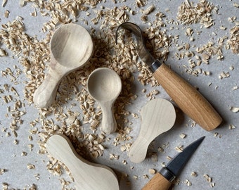 Löffel Schnitzset | Anfänger Löffel Schnitzset | Kaffeelöffel aus Holz Herstellung Kit | Anfänger Kit für Anfänger