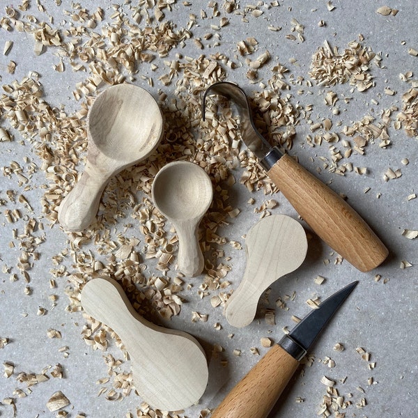 Spoon Carving Kit | Begginer Spoon Carving Kit | Wooden Coffee Scoop making Kit | Beginner Whittling Kit