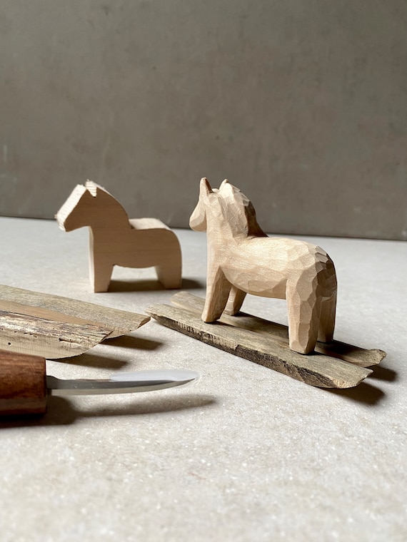 Beginner Whittling Kit Make Your Own Wooden Horse Whittling Tool Carving  Kit Driftwood Scandi Dala Horse Whittling Wood Carving Kit 