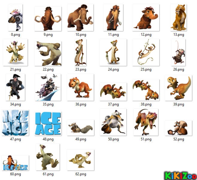 Ice Age Clipart ice age PNG files ice age cartoon characters Etsy