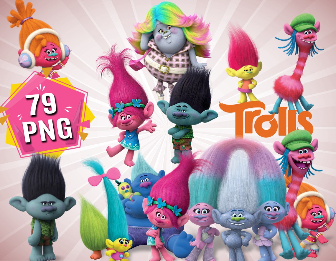 Trolls Clipart Trolls PNG Files Trolls Characters Cartoon | Etsy